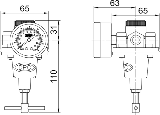 压缩空气调压阀P796尺寸图