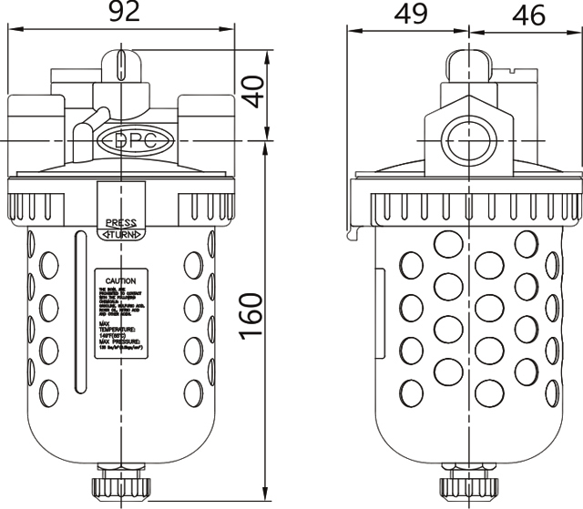 油雾器P803批发采购参考尺寸图