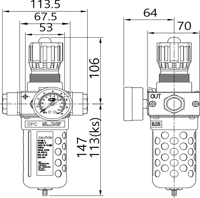 气源处理过滤减压阀K856尺寸图